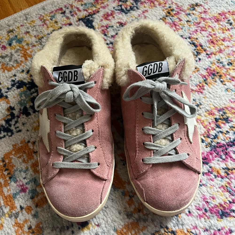 Golden Goose Sherpa Slide On Pink Sneakers